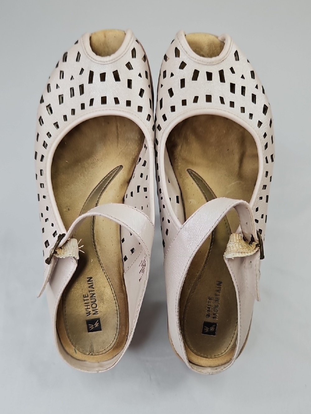 White Mountain Light Pink Laser-Cut Slingback Flats Size 11